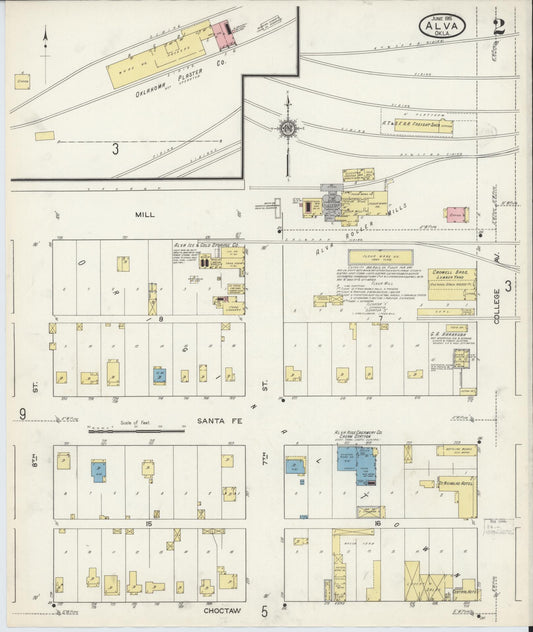 Sanborn Fire Insurance Map from Alva, Woods County, Oklahoma (1914), Sheet #0002 - Historic Sanborn Fire Insurance Map Print, vintage old map wall art, antique decor, genealogy gift, Oklahoma Oklahoma map
