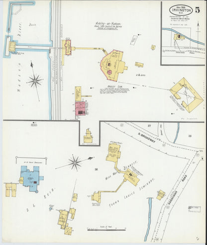 Sanborn Fire Insurance Map from Irvington, Westchester County, New York (1905), Sheet #0005 - Complete Map Set gallery image, historic Sanborn map, vintage wall art, New York New York
