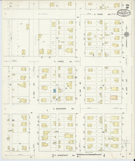 Sanborn Fire Insurance Map from Ponca City, Kay County, Oklahoma (1913), Sheet #0002 - Historic Sanborn Fire Insurance Map Print, vintage old map wall art, antique decor, genealogy gift, Oklahoma Oklahoma map