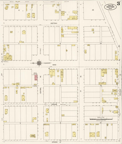 Sanborn Fire Insurance Map from Kootenai, Bonner County, Idaho (1921), Sheet #0003 - Complete Map Set gallery image, historic Sanborn map, vintage wall art, Idaho Idaho