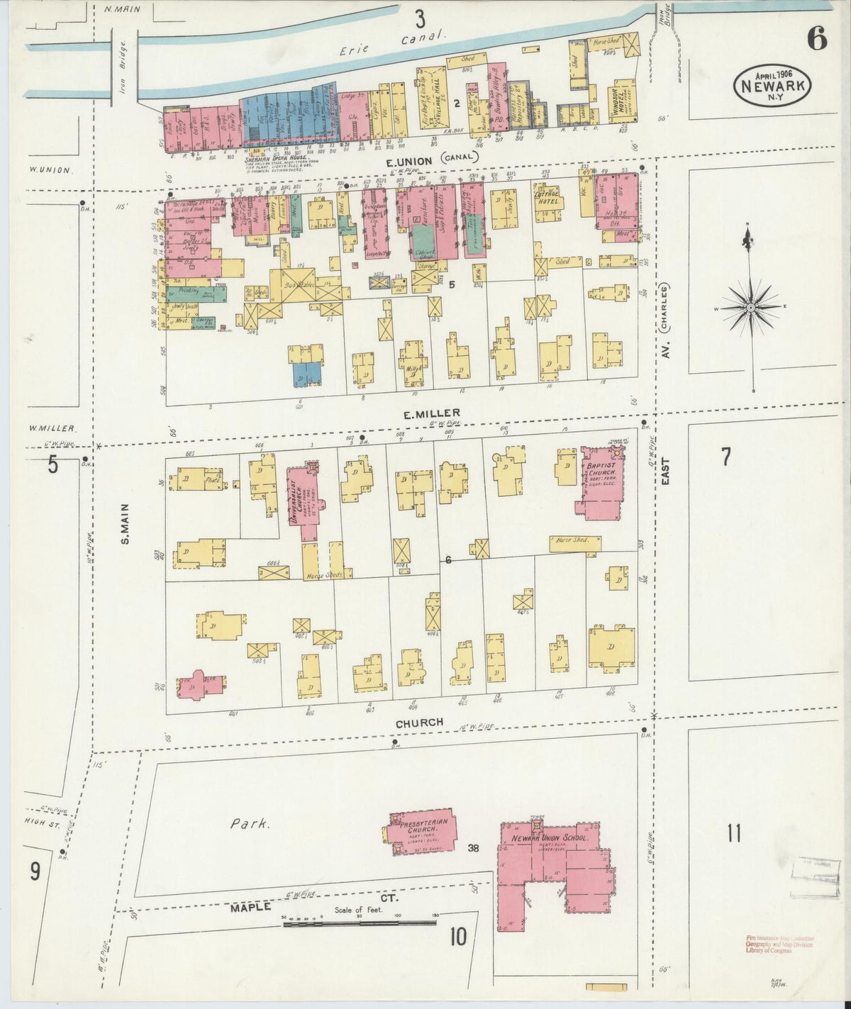 Sanborn Fire Insurance Map from Newark, Wayne County, New York (1906), Sheet #0006 - Complete Map Set gallery image, historic Sanborn map, vintage wall art, New York New York
