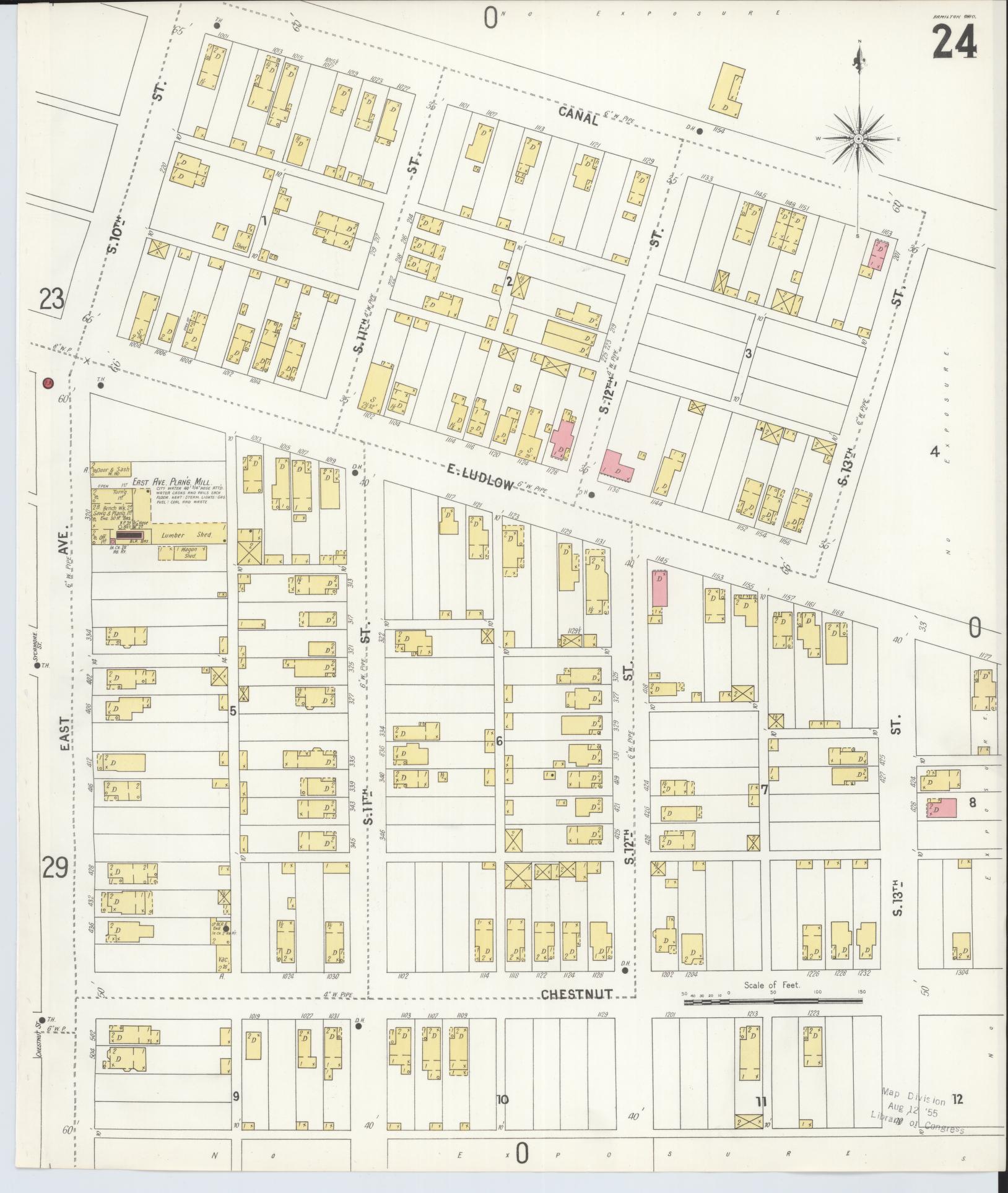 Sanborn Fire Insurance Map from Hamilton, Butler County, Ohio (1899), Sheet #0024 - Historic Sanborn Fire Insurance Map Print, vintage old map wall art, antique decor, genealogy gift, Ohio Ohio map