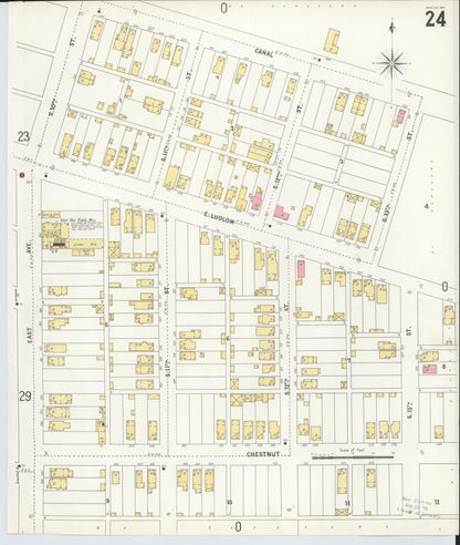 Sanborn Fire Insurance Map from Hamilton, Butler County, Ohio (1899), Sheet #0024 - Historic Sanborn Fire Insurance Map Print, vintage old map wall art, antique decor, genealogy gift, Ohio Ohio map