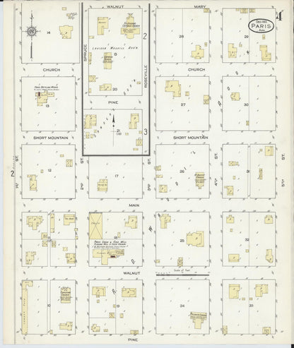 Sanborn Fire Insurance Map from Paris, Logan County, Arkansas (1913), Sheet #0004 - Complete Map Set gallery image, historic Sanborn map, vintage wall art, Arkansas Arkansas