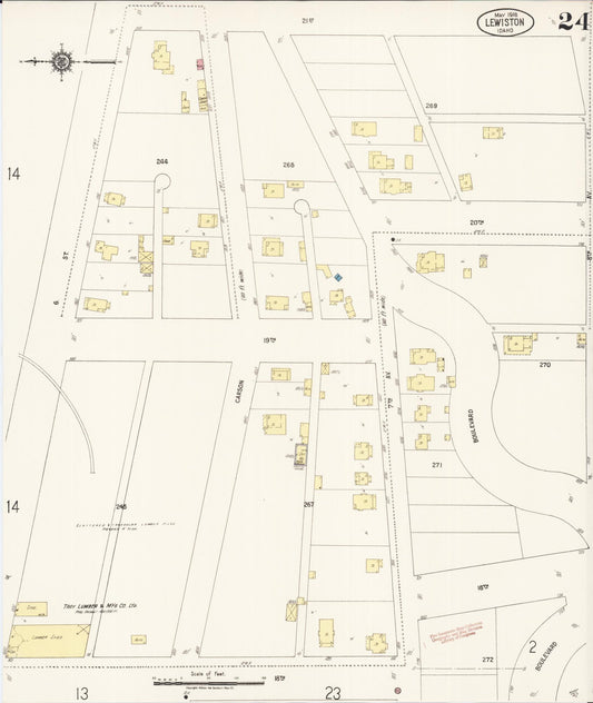 Sanborn Fire Insurance Map from Lewiston, Nez Perce County, Idaho (1918), Sheet #0024 - Historic Sanborn Fire Insurance Map Print, vintage old map wall art, antique decor, genealogy gift, Idaho Idaho map