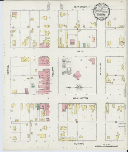 Sanborn Fire Insurance Map from Oregon, Holt County, Missouri (1893), Sheet #0001 - Historic Sanborn Fire Insurance Map Print, vintage old map wall art, antique decor, genealogy gift, Missouri Missouri map