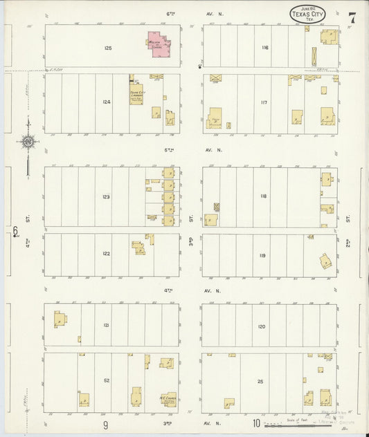Sanborn Fire Insurance Map from Texas City, Galveston County, Texas (1912), Sheet #0007 - Historic Sanborn Fire Insurance Map Print, vintage old map wall art, antique decor, genealogy gift, Texas Texas map