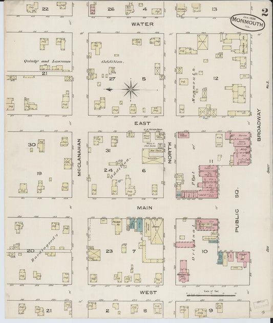 Sanborn Fire Insurance Map from Monmouth, Warren County, Illinois (1886), Sheet #0002 - Historic Sanborn Fire Insurance Map Print, vintage old map wall art, antique decor, genealogy gift, Illinois Illinois map