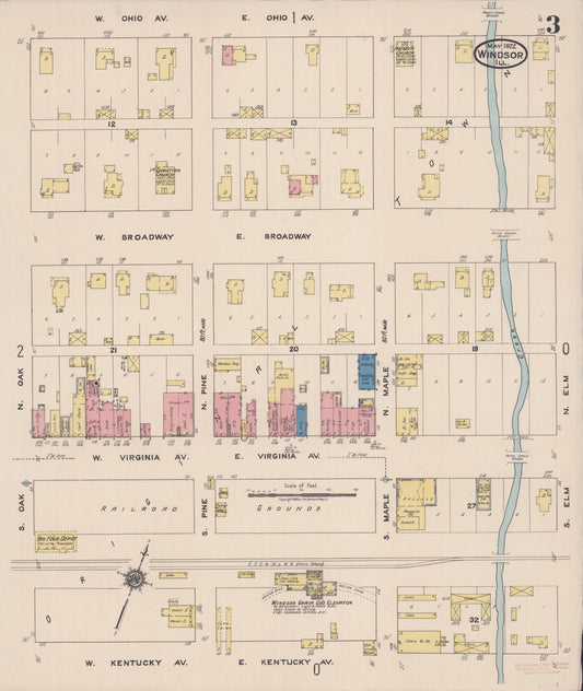 Sanborn Fire Insurance Map from Windsor, Shelby County, Illinois (1922), Sheet #0003 - Historic Sanborn Fire Insurance Map Print, vintage old map wall art, antique decor, genealogy gift, Illinois Illinois map