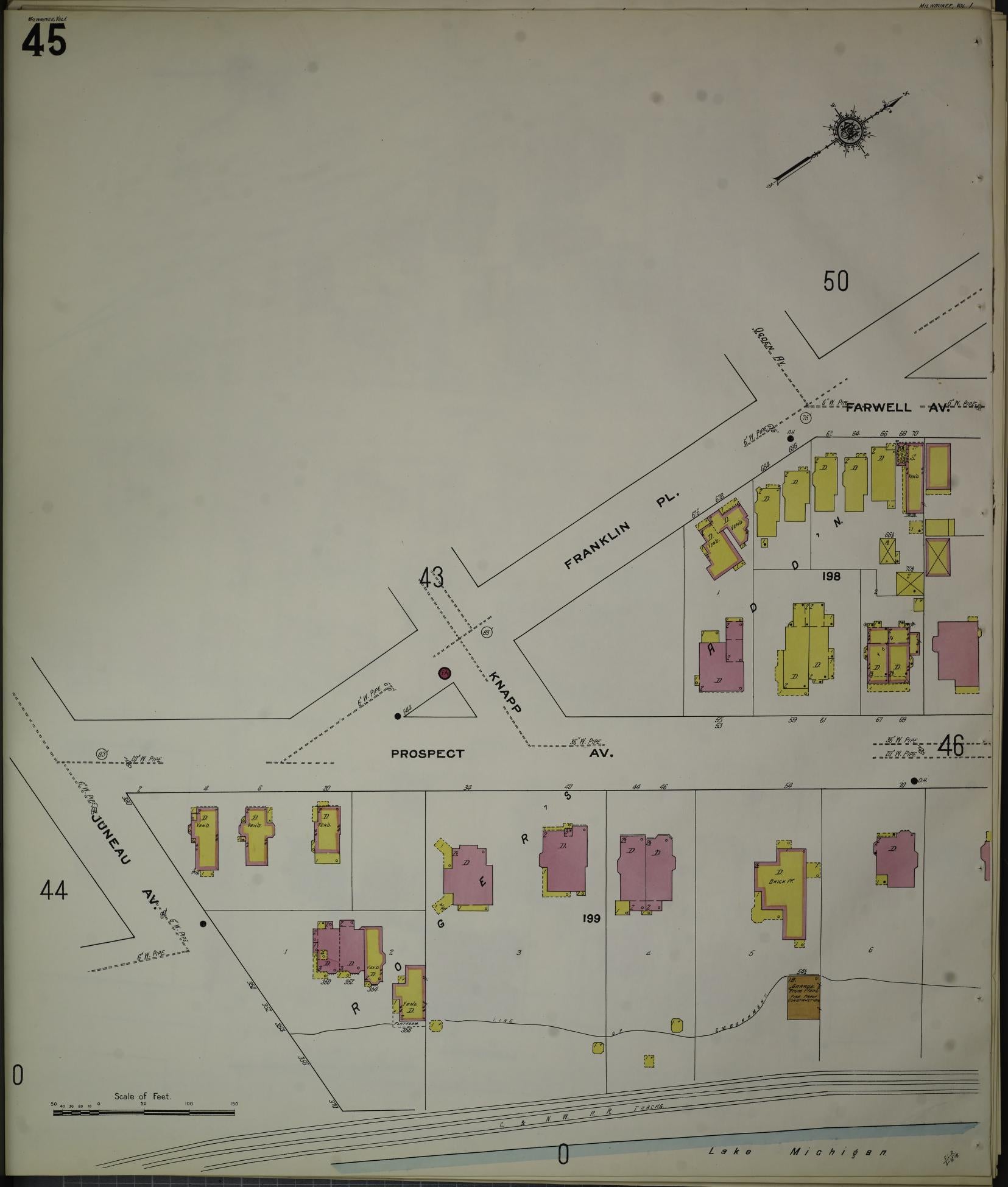 Sanborn Fire Insurance Map from Milwaukee, Milwaukee County, Wisconsin (1910), Sheet #0045 - Complete Map Set gallery image, historic Sanborn map, vintage wall art, Wisconsin Wisconsin