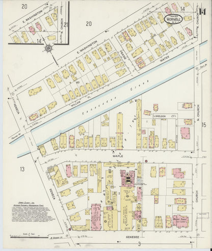 Sanborn Fire Insurance Map from Hornell, Steuben County, New York (1915), Sheet #0014 - Historic Sanborn Fire Insurance Map Print, vintage old map wall art, antique decor, genealogy gift, New York New York map