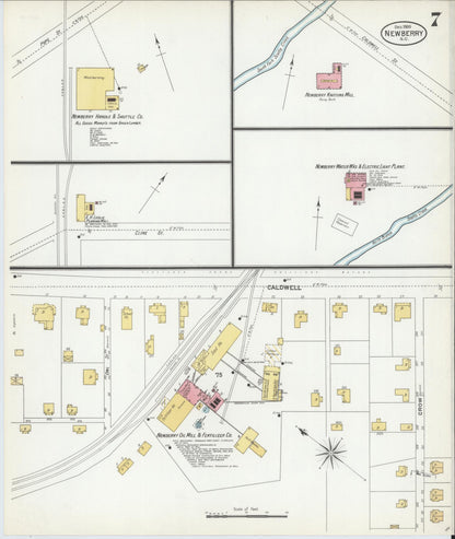 Sanborn Fire Insurance Map from Newberry, Newberry County, South Carolina (1900), Sheet #0007 - Complete Map Set gallery image, historic Sanborn map, vintage wall art, South Carolina South Carolina