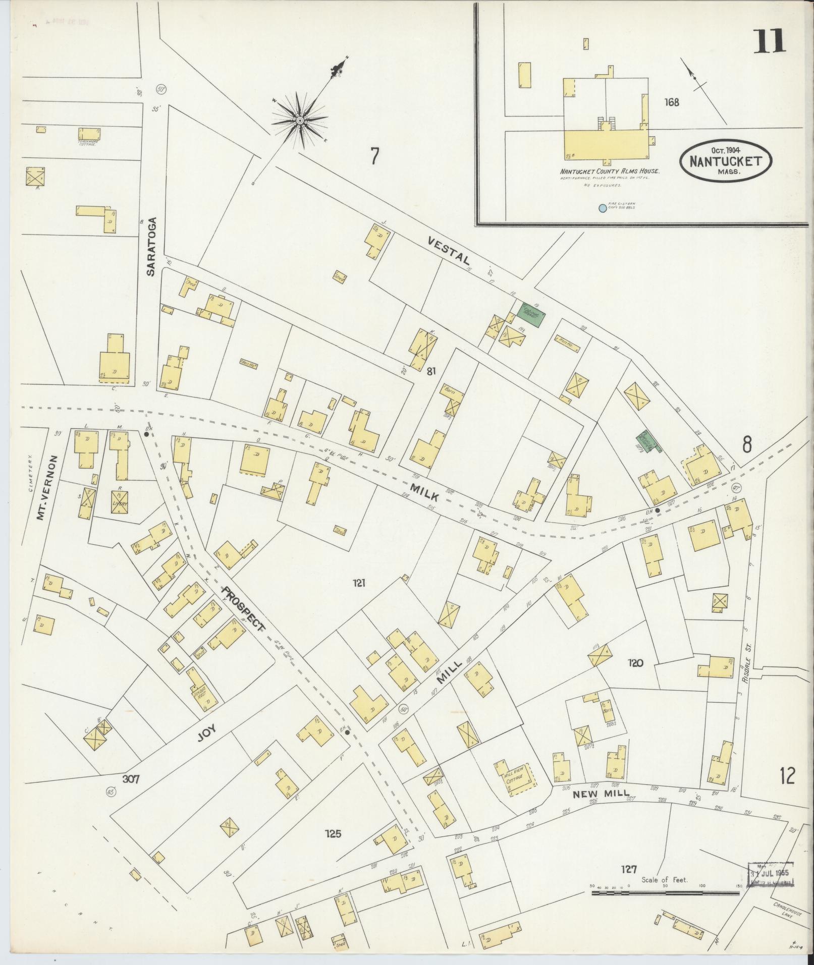 Sanborn Fire Insurance Map from Nantucket, Nantucket County, Massachusetts (1904), Sheet #0011 - Complete Map Set gallery image, historic Sanborn map, vintage wall art, Massachusetts Massachusetts