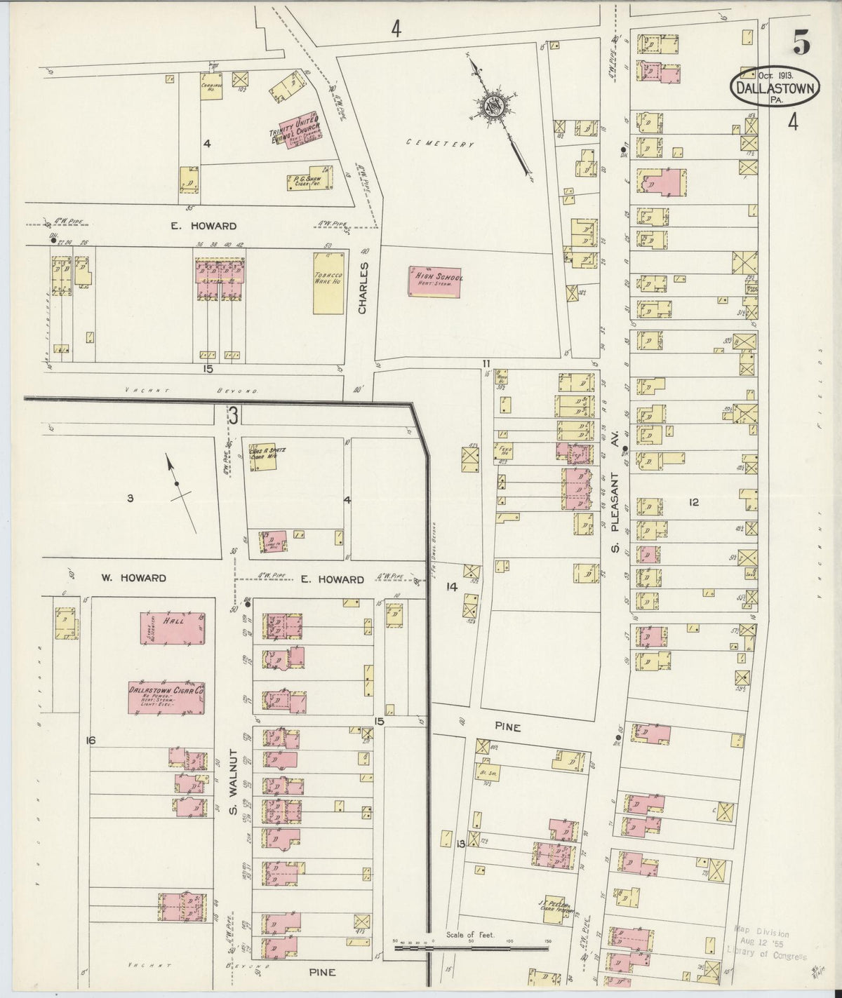 Sanborn Fire Insurance Map from Dallastown, York County, Pennsylvania (1913), Sheet #0005 - Complete Map Set gallery image, historic Sanborn map, vintage wall art, Pennsylvania Pennsylvania