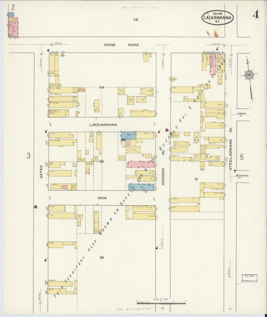 Sanborn Fire Insurance Map from Lackawanna, Erie County, New York (1915), Sheet #0004 - Historic Sanborn Fire Insurance Map Print, vintage old map wall art, antique decor, genealogy gift, New York New York map