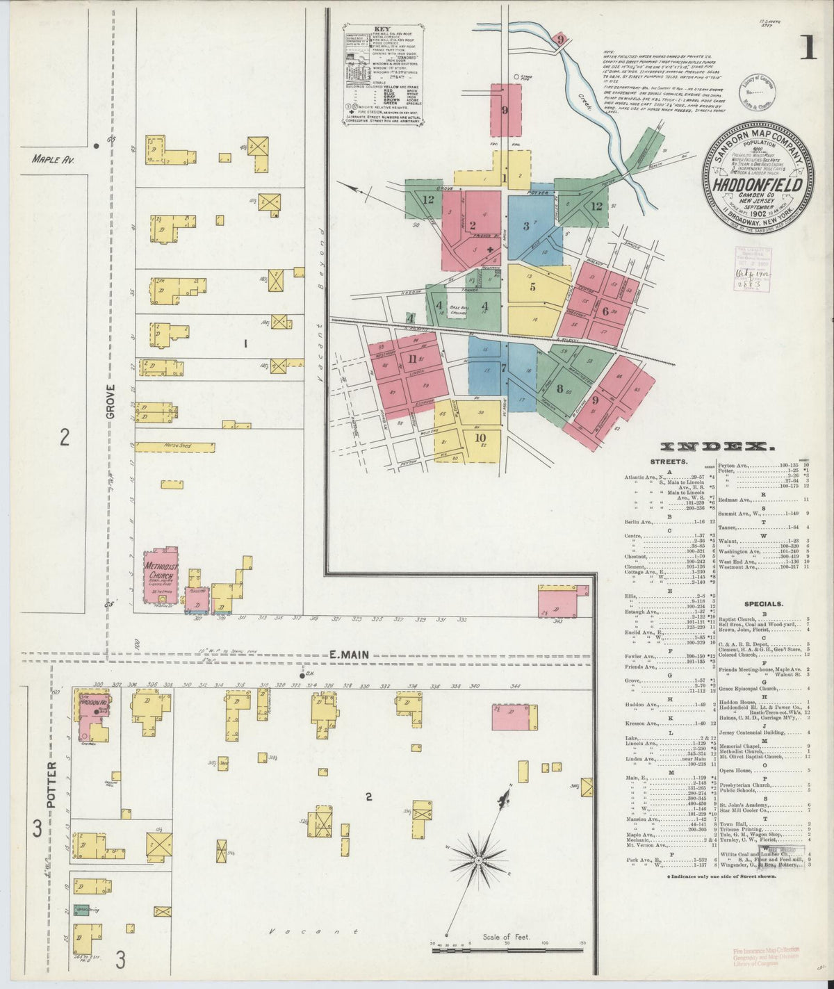 Sanborn Fire Insurance Map from Haddonfield, Camden County, New Jersey (1902), Sheet #0001 - Complete Map Set gallery image, historic Sanborn map, vintage wall art, New Jersey New Jersey
