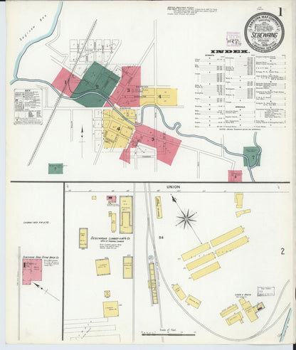 Sanborn Fire Insurance Map from Sebewaing, Huron County, Michigan (1909), Sheet #0001 - Historic Sanborn Fire Insurance Map Print, vintage old map wall art, antique decor, genealogy gift, Michigan Michigan map