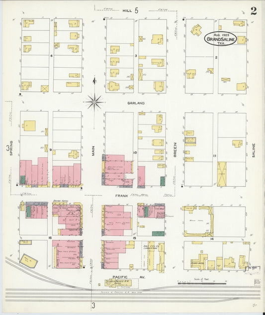 Sanborn Fire Insurance Map from Grand Saline, Van Zandt County, Texas (1909), Sheet #0002 - Historic Sanborn Fire Insurance Map Print, vintage old map wall art, antique decor, genealogy gift, Texas Texas map