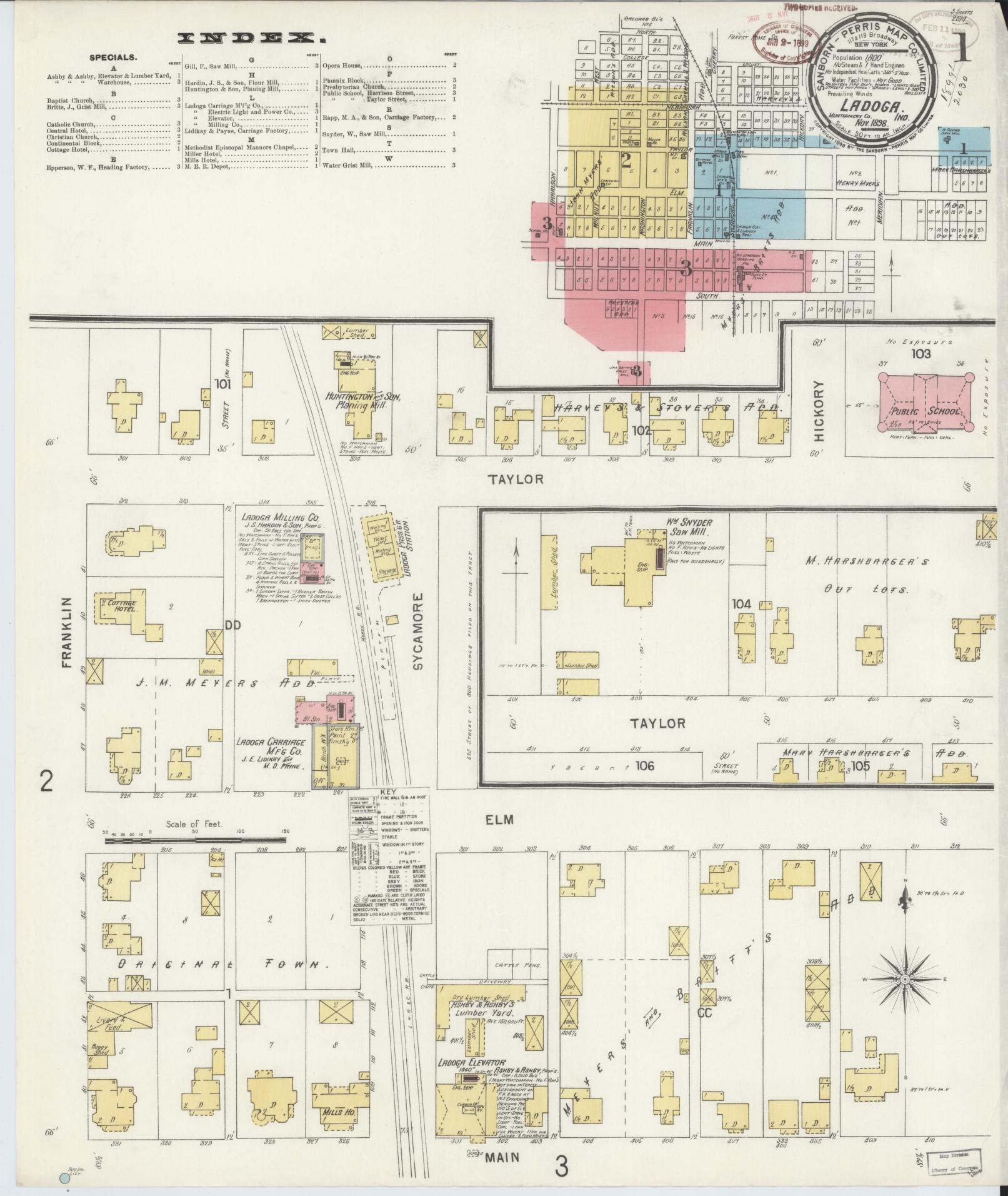 Sanborn Fire Insurance Map from Ladoga, Montgomery County, Indiana. (1898) – Historic Sanborn Fire Insurance Map Print