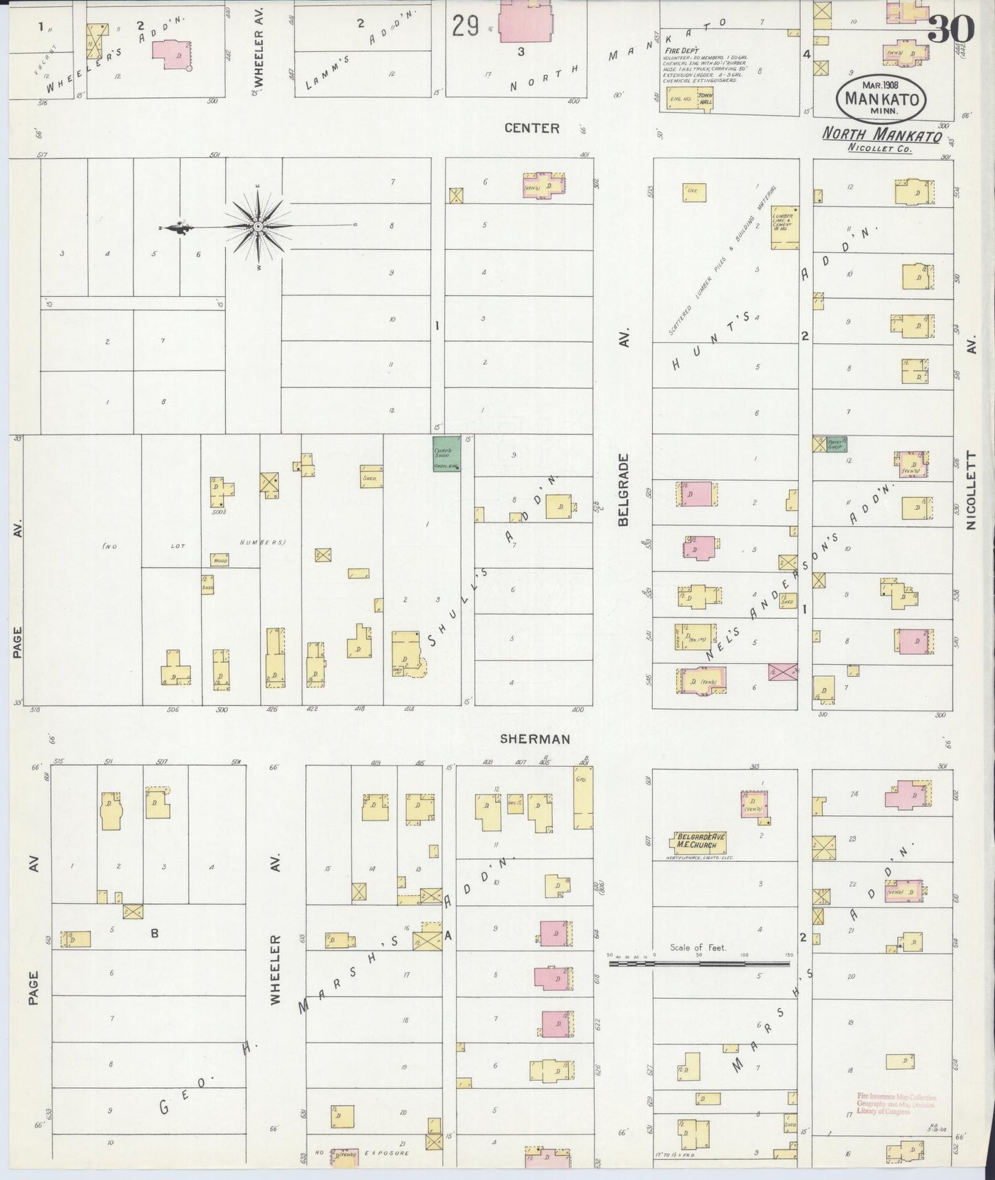 Sanborn Fire Insurance Map from Mankato, Blue Earth County, Minnesota (1908), Sheet #0030 - Historic Sanborn Fire Insurance Map Print, vintage old map wall art, antique decor, genealogy gift, Minnesota Minnesota map