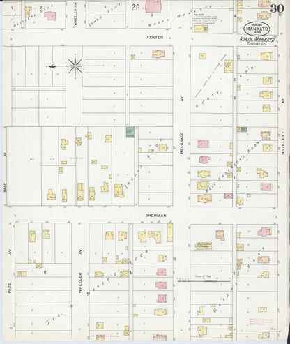 Sanborn Fire Insurance Map from Mankato, Blue Earth County, Minnesota (1908), Sheet #0030 - Historic Sanborn Fire Insurance Map Print, vintage old map wall art, antique decor, genealogy gift, Minnesota Minnesota map