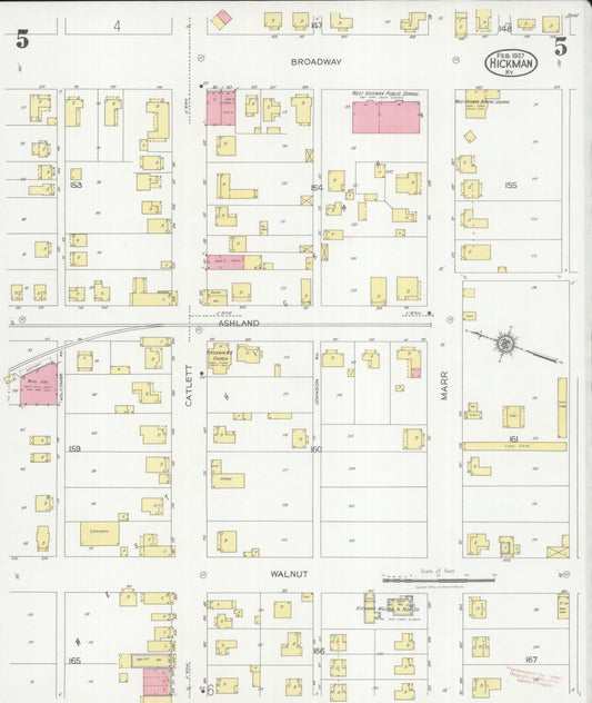 Sanborn Fire Insurance Map from Hickman, Fulton County, Kentucky (1927), Sheet #0005 - Historic Sanborn Fire Insurance Map Print, vintage old map wall art, antique decor, genealogy gift, Kentucky Kentucky map