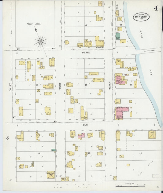 Sanborn Fire Insurance Map from McHenry, McHenry County, Illinois (1898), Sheet #0004 - Historic Sanborn Fire Insurance Map Print, vintage old map wall art, antique decor, genealogy gift, Illinois Illinois map