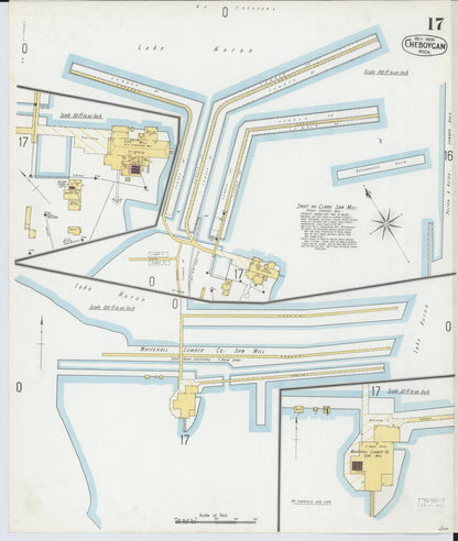 Sanborn Fire Insurance Map from Cheboygan, Cheboygan County, Michigan (1900), Sheet #0017 - Complete Map Set gallery image, historic Sanborn map, vintage wall art, Michigan Michigan