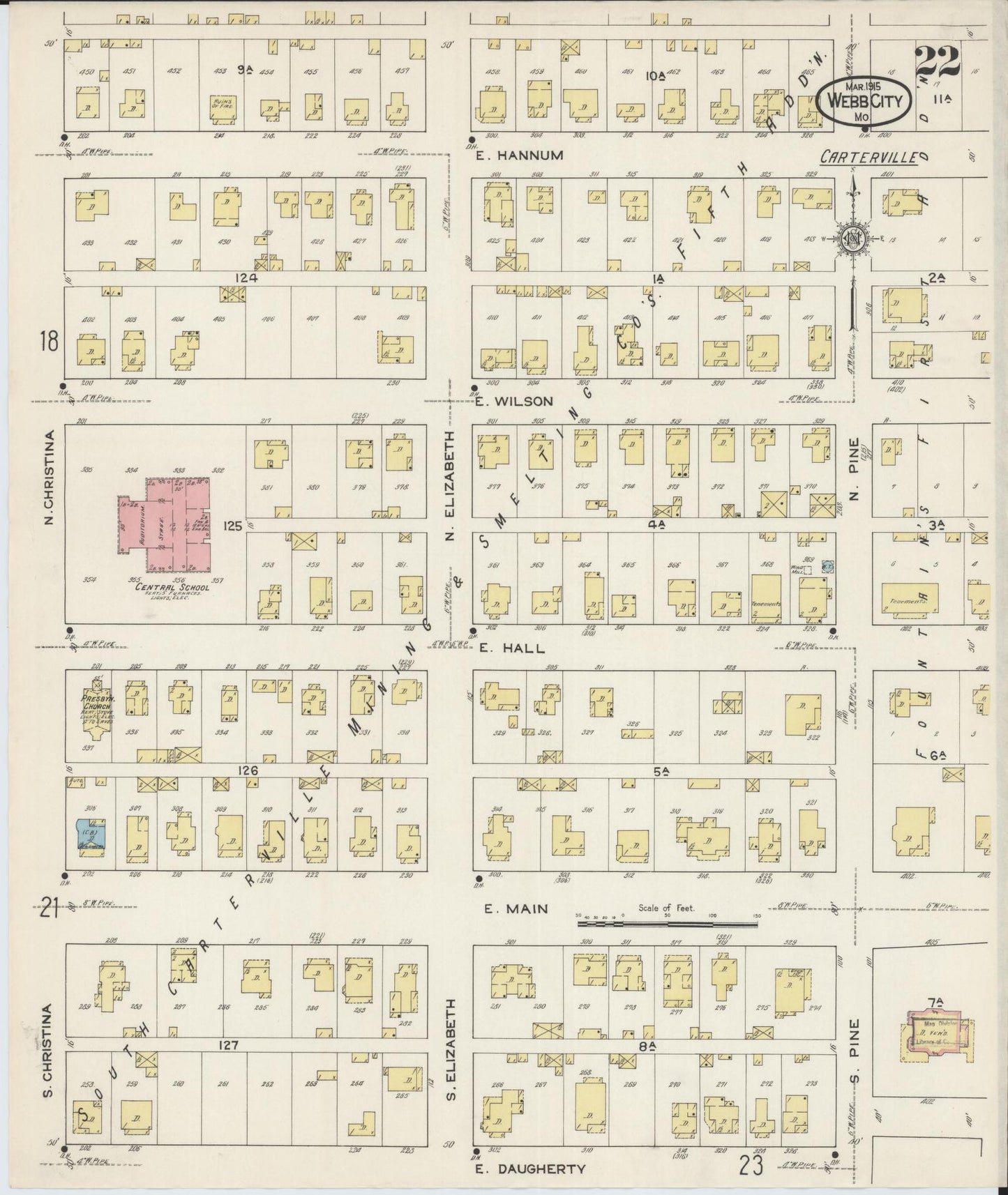 Sanborn Fire Insurance Map from Webb City, Jasper County, Missouri (1915), Sheet #0022 - Complete Map Set gallery image, historic Sanborn map, vintage wall art, Missouri Missouri