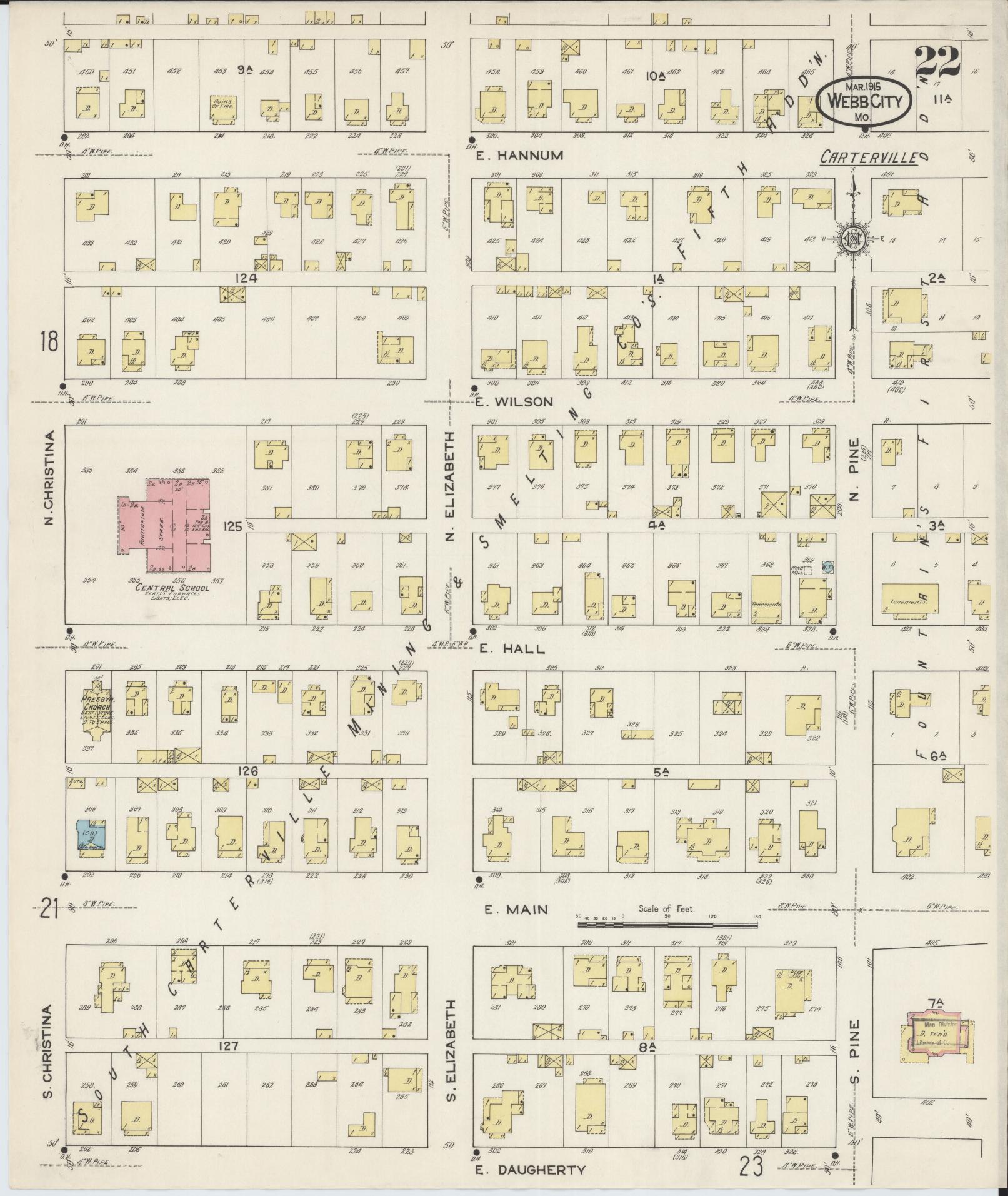 Sanborn Fire Insurance Map from Webb City, Jasper County, Missouri (1915), Sheet #0022 - Complete Map Set gallery image, historic Sanborn map, vintage wall art, Missouri Missouri