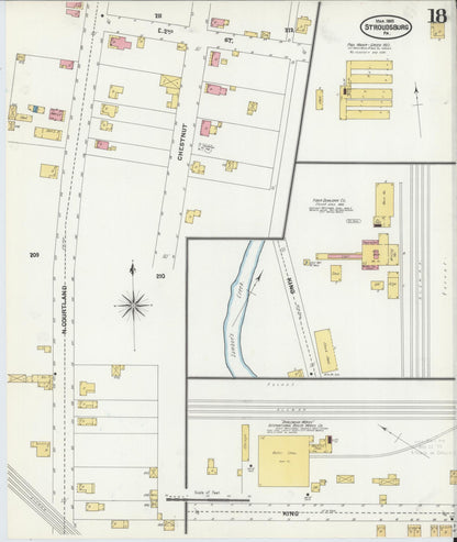 Sanborn Fire Insurance Map from Stroudsburg, Monroe County, Pennsylvania (1905), Sheet #0018 - Historic Sanborn Fire Insurance Map Print, vintage old map wall art, antique decor, genealogy gift, Pennsylvania Pennsylvania map