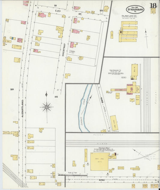 Sanborn Fire Insurance Map from Stroudsburg, Monroe County, Pennsylvania (1905), Sheet #0018 - Historic Sanborn Fire Insurance Map Print, vintage old map wall art, antique decor, genealogy gift, Pennsylvania Pennsylvania map