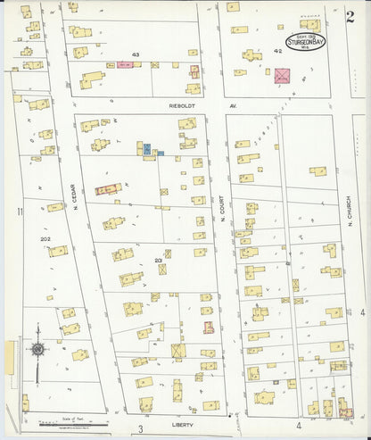Sanborn Fire Insurance Map from Sturgeon Bay, Door County, Wisconsin (1919), Sheet #0002 - Complete Map Set gallery image, historic Sanborn map, vintage wall art, Wisconsin Wisconsin