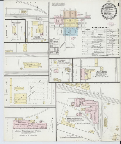 Sanborn Fire Insurance Map from Marion, Marion County, Ohio (1888), Sheet #0001 - Historic Sanborn Fire Insurance Map Print, vintage old map wall art, antique decor, genealogy gift, Ohio Ohio map