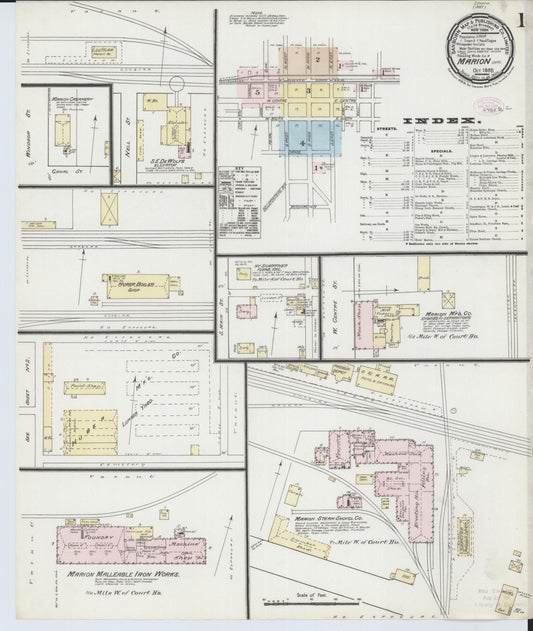 Sanborn Fire Insurance Map from Marion, Marion County, Ohio (1888), Sheet #0001 - Historic Sanborn Fire Insurance Map Print, vintage old map wall art, antique decor, genealogy gift, Ohio Ohio map