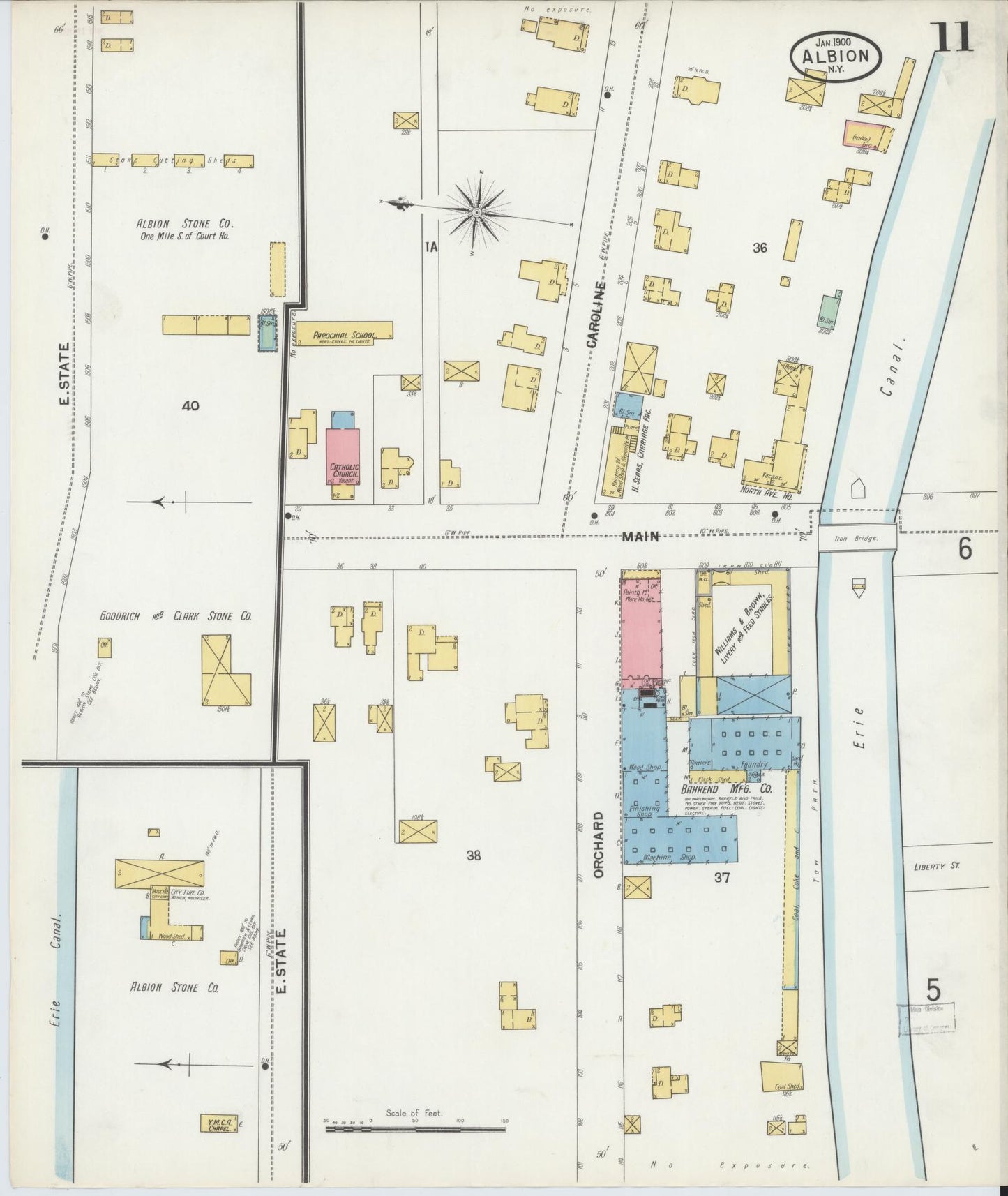 Sanborn Fire Insurance Map from Albion, Orleans County, New York (1900), Sheet #0011 - Complete Map Set gallery image, historic Sanborn map, vintage wall art, New York New York