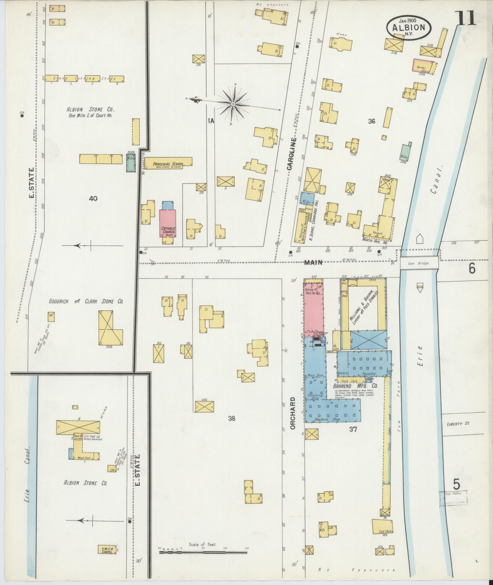 Sanborn Fire Insurance Map from Albion, Orleans County, New York (1900), Sheet #0011 - Complete Map Set gallery image, historic Sanborn map, vintage wall art, New York New York