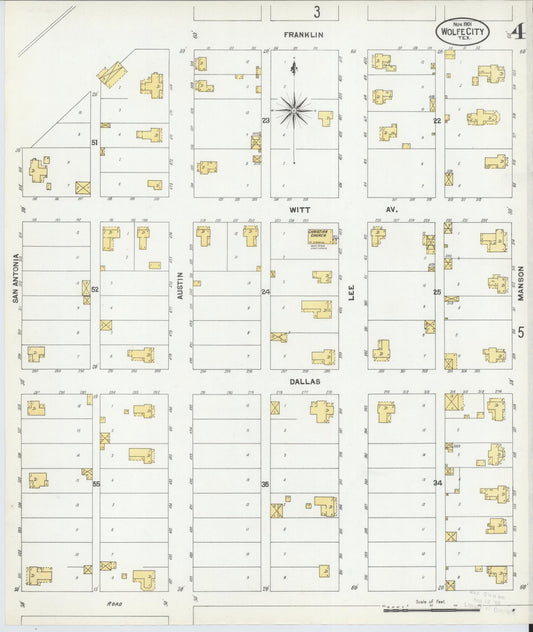 Sanborn Fire Insurance Map from Wolfe City, Hunt County, Texas (1901), Sheet #0004 - Historic Sanborn Fire Insurance Map Print, vintage old map wall art, antique decor, genealogy gift, Texas Texas map