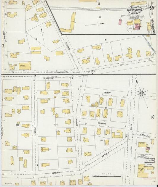 Sanborn Fire Insurance Map from Stoneham, Middlesex County, Massachusetts (1903), Sheet #0009 - Historic Sanborn Fire Insurance Map Print, vintage old map wall art, antique decor, genealogy gift, Massachusetts Massachusetts map