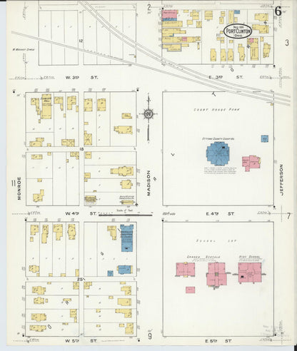 Sanborn Fire Insurance Map from Port Clinton, Ottawa County, Ohio (1916), Sheet #0006 - Historic Sanborn Fire Insurance Map Print, vintage old map wall art, antique decor, genealogy gift, Ohio Ohio map