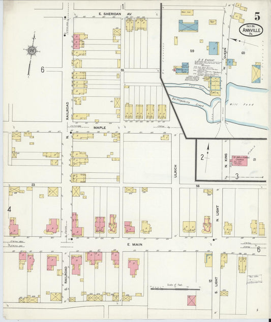 Sanborn Fire Insurance Map from Annville, Lebanon County, Pennsylvania (1911), Sheet #0005 - Historic Sanborn Fire Insurance Map Print, vintage old map wall art, antique decor, genealogy gift, Pennsylvania Pennsylvania map