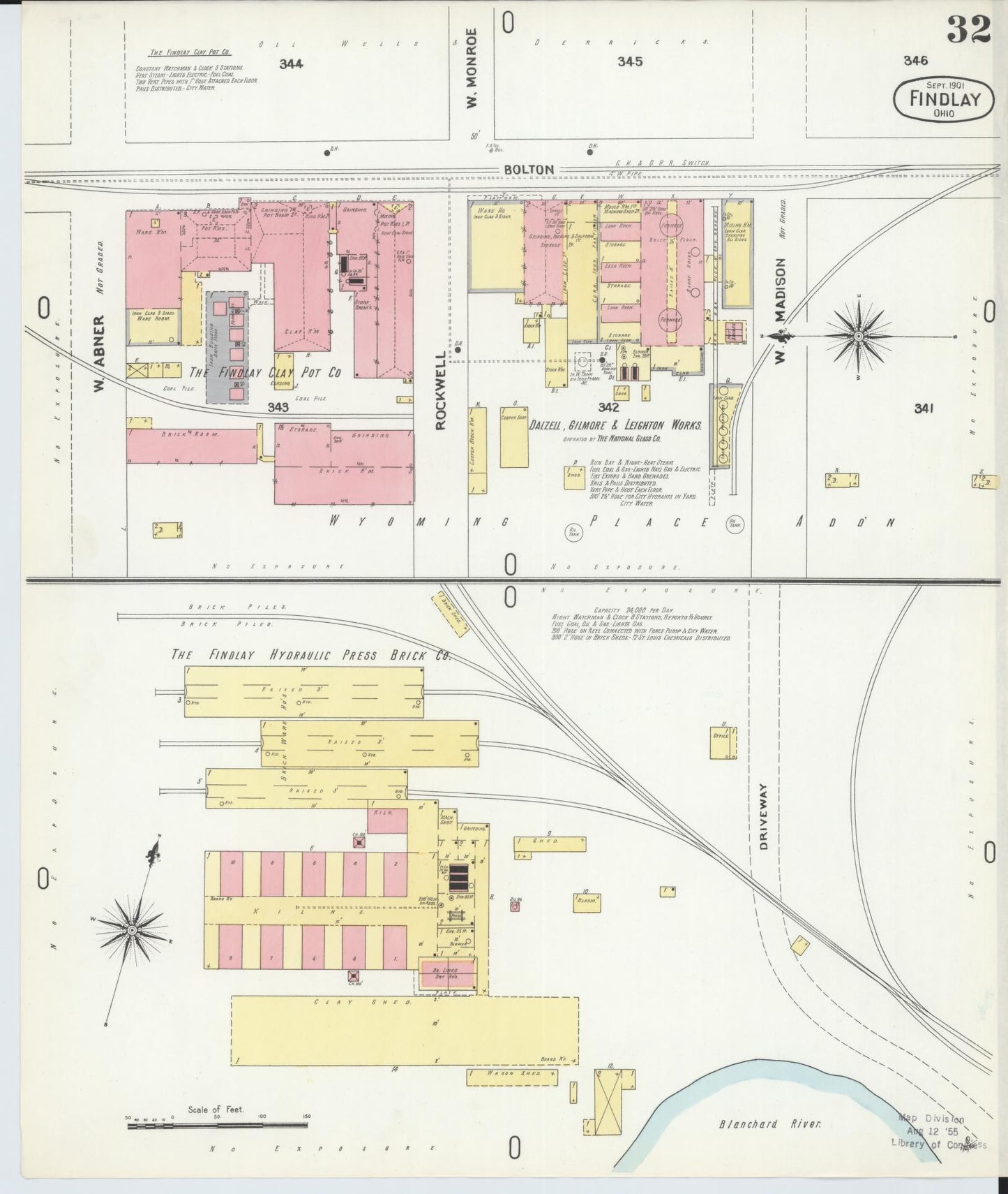 Sanborn Fire Insurance Map from Findlay, Hancock County, Ohio (1901), Sheet #0032 - Historic Sanborn Fire Insurance Map Print, vintage old map wall art, antique decor, genealogy gift, Ohio Ohio map