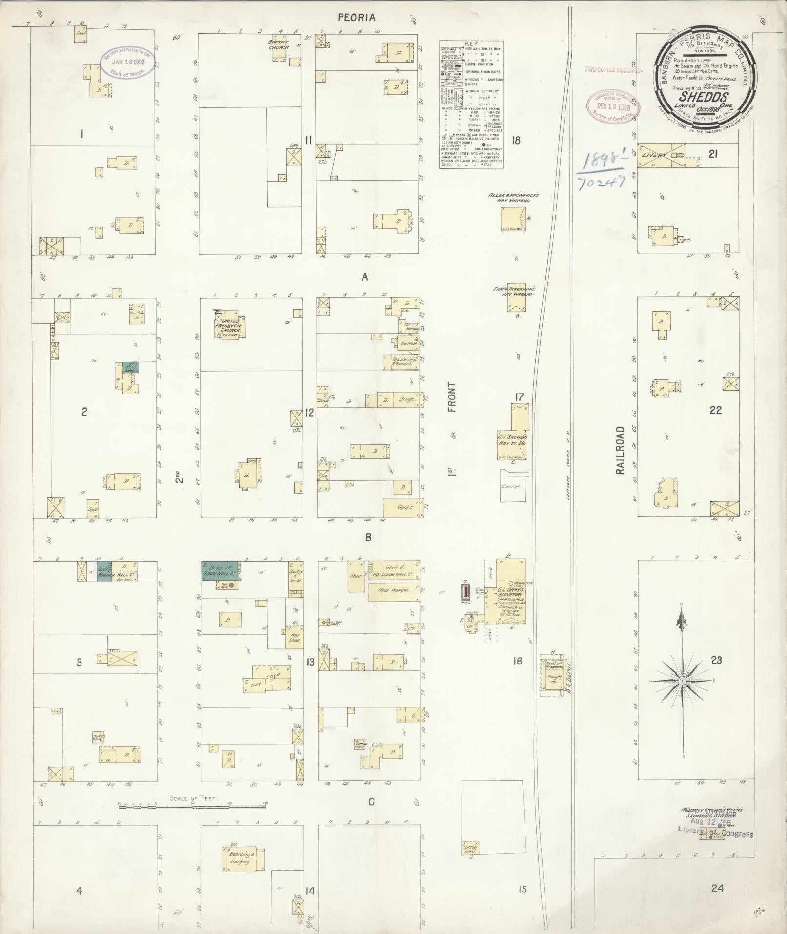 Sanborn Fire Insurance Map from Shedd, Linn County, Oregon (1898), Sheet #0001 - Historic Sanborn Fire Insurance Map Print, vintage old map wall art, antique decor, genealogy gift, Oregon Oregon map