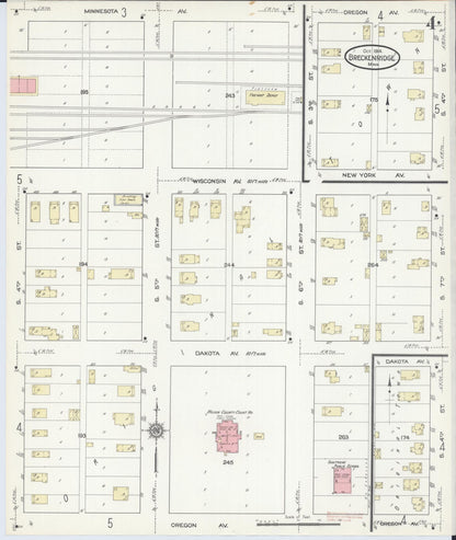 Sanborn Fire Insurance Map from Breckenridge, Wilkin County, Minnesota (1914), Sheet #0004 - Historic Sanborn Fire Insurance Map Print, vintage old map wall art, antique decor, genealogy gift, Minnesota Minnesota map