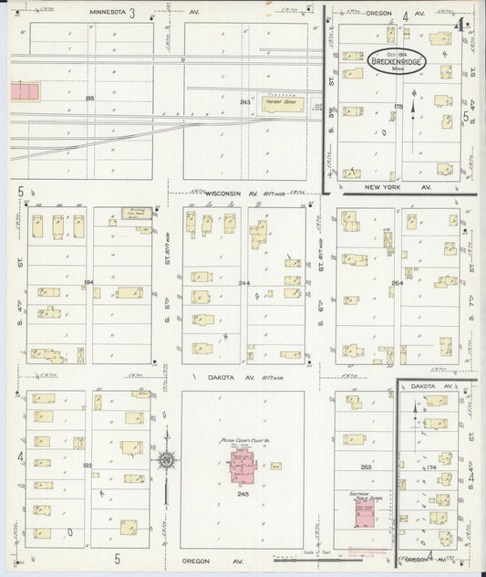 Sanborn Fire Insurance Map from Breckenridge, Wilkin County, Minnesota (1914), Sheet #0004 - Historic Sanborn Fire Insurance Map Print, vintage old map wall art, antique decor, genealogy gift, Minnesota Minnesota map