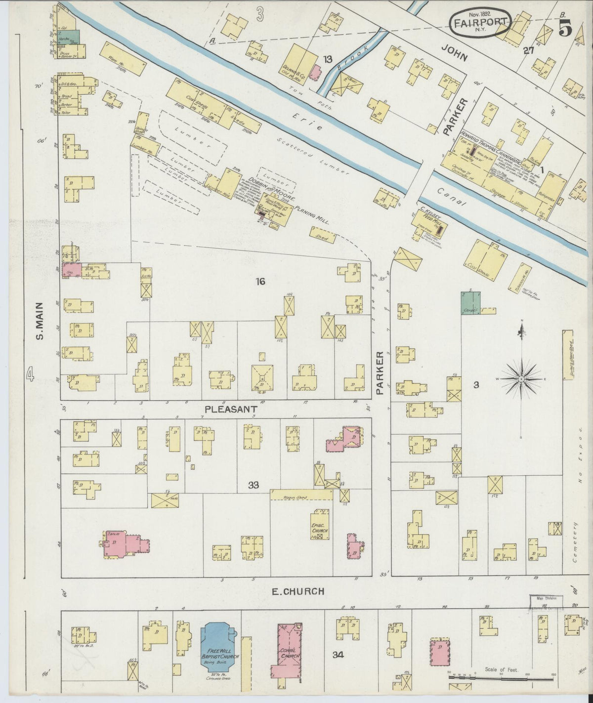 Sanborn Fire Insurance Map from Fairport, Monroe County, New York (1892), Sheet #0005 - Complete Map Set gallery image, historic Sanborn map, vintage wall art, New York New York