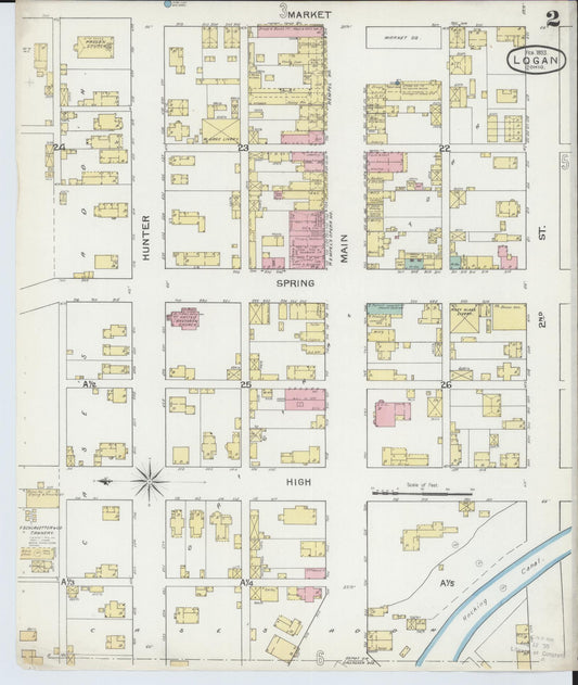 Sanborn Fire Insurance Map from Logan, Hocking County, Ohio (1893), Sheet #0002 - Historic Sanborn Fire Insurance Map Print, vintage old map wall art, antique decor, genealogy gift, Ohio Ohio map