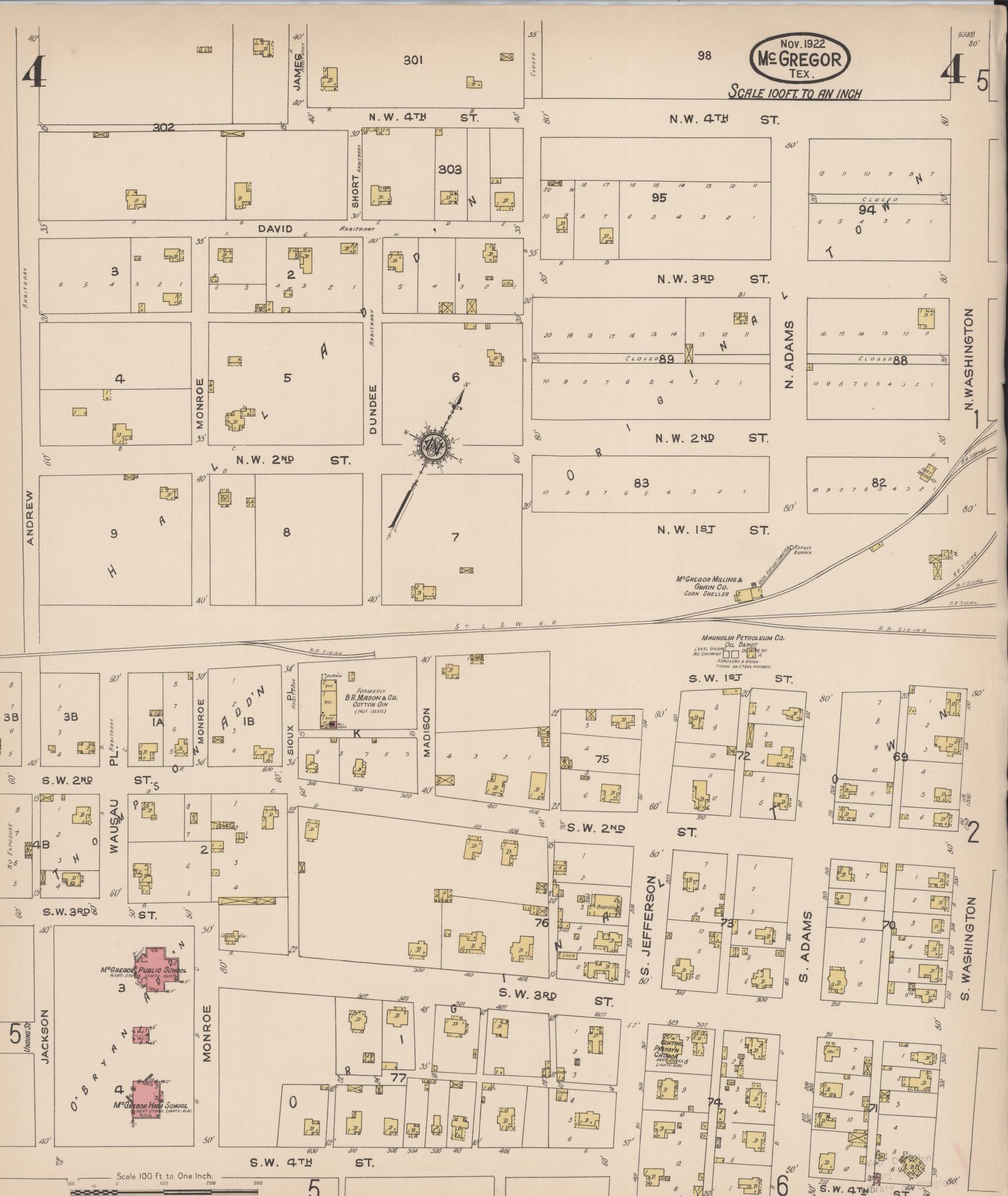 Sanborn Fire Insurance Map from McGregor, McLennan County, Texas (1922), Sheet #0004 - Historic Sanborn Fire Insurance Map Print, vintage old map wall art, antique decor, genealogy gift, Texas Texas map