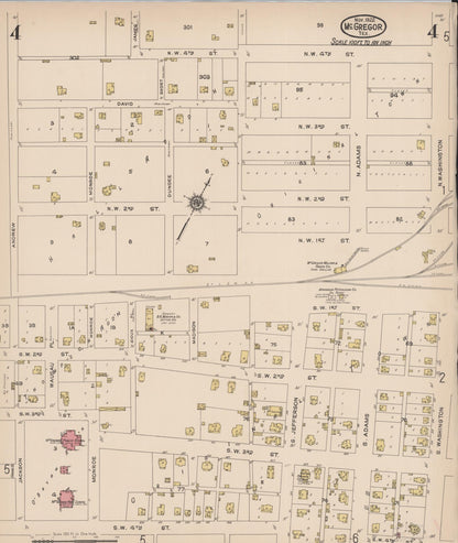 Sanborn Fire Insurance Map from McGregor, McLennan County, Texas (1922), Sheet #0004 - Historic Sanborn Fire Insurance Map Print, vintage old map wall art, antique decor, genealogy gift, Texas Texas map