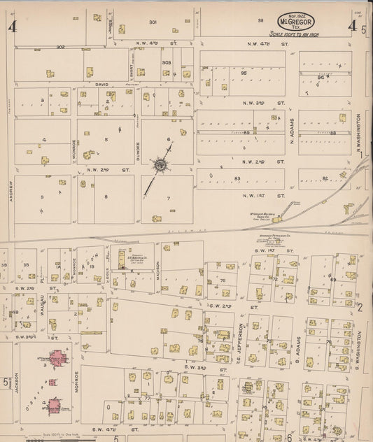 Sanborn Fire Insurance Map from McGregor, McLennan County, Texas (1922), Sheet #0004 - Historic Sanborn Fire Insurance Map Print, vintage old map wall art, antique decor, genealogy gift, Texas Texas map